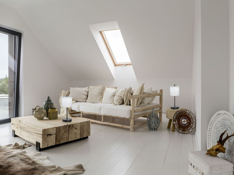 2er SET kabellose Tischlampen Schwarz / Opalglas dimmbar, Höhe 34,5cm