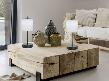 2er SET kabellose Tischlampen Schwarz / Opalglas dimmbar, Höhe 34,5cm 2er SET kabellose Tischlampen Schwarz / Opalglas dimmbar, Höhe 34,5cm