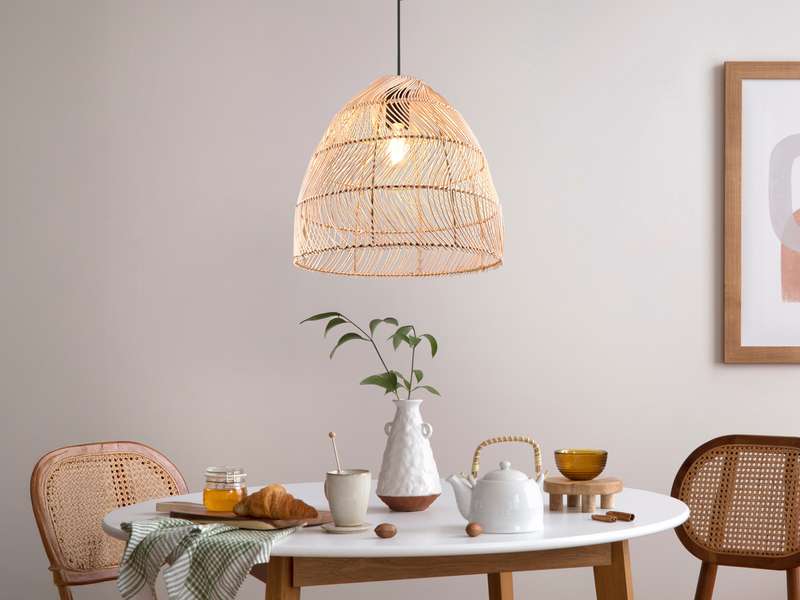 Pendelleuchte RIKE 1-flammig Korbgeflecht aus Rattan, Ø 35cm