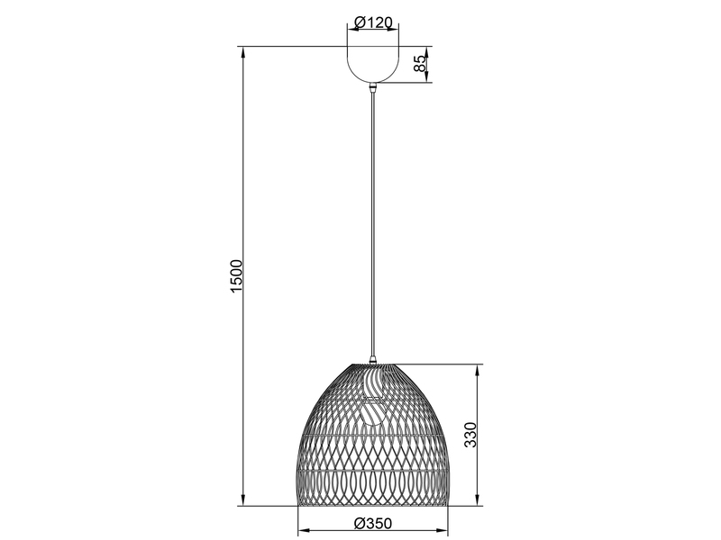 LED Pendelleuchte 1 flammig Lampenschirm Korbgeflecht aus Rattan Ø 35cm