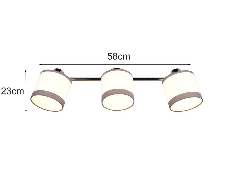Wand- & Deckenstrahler DAVOS mit Stoffschirmen in Weiß/Grau, Breite 58cm