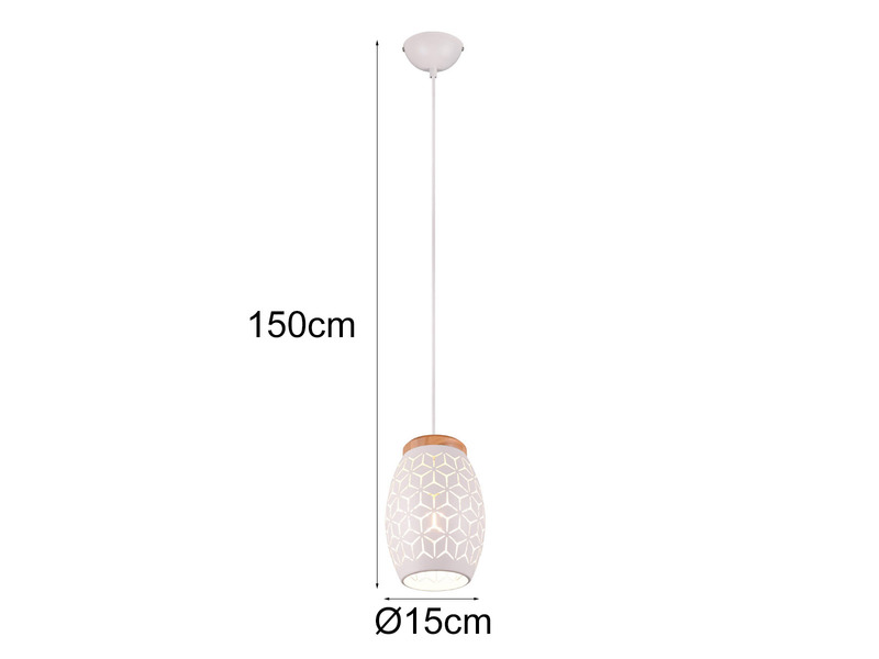 Kleine Pendelleuchte BIDAR 1-flammig Metall Weiß mit Dekorstanzung Ø 15cm