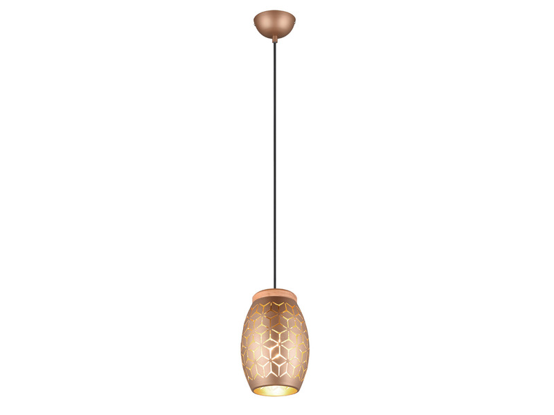 Kleine Pendelleuchte BIDAR 1-flammig Metall Coffee mit Dekorstanzung Ø 15cm