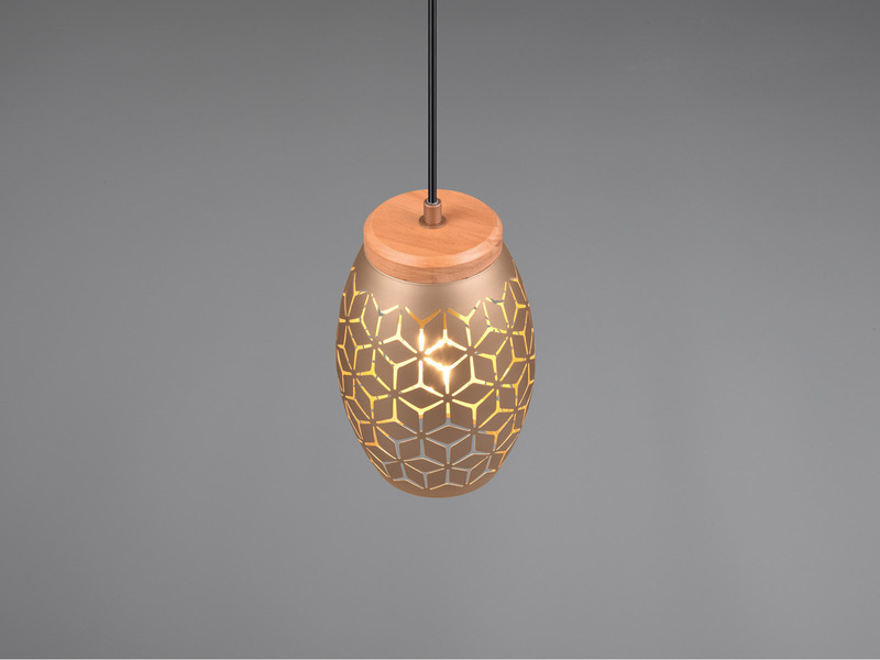 Kleine Pendelleuchte BIDAR 1-flammig Metall Coffee mit Dekorstanzung Ø 15cm