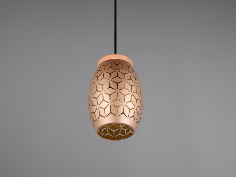 Kleine Pendelleuchte BIDAR 1-flammig Metall Coffee mit Dekorstanzung Ø 15cm