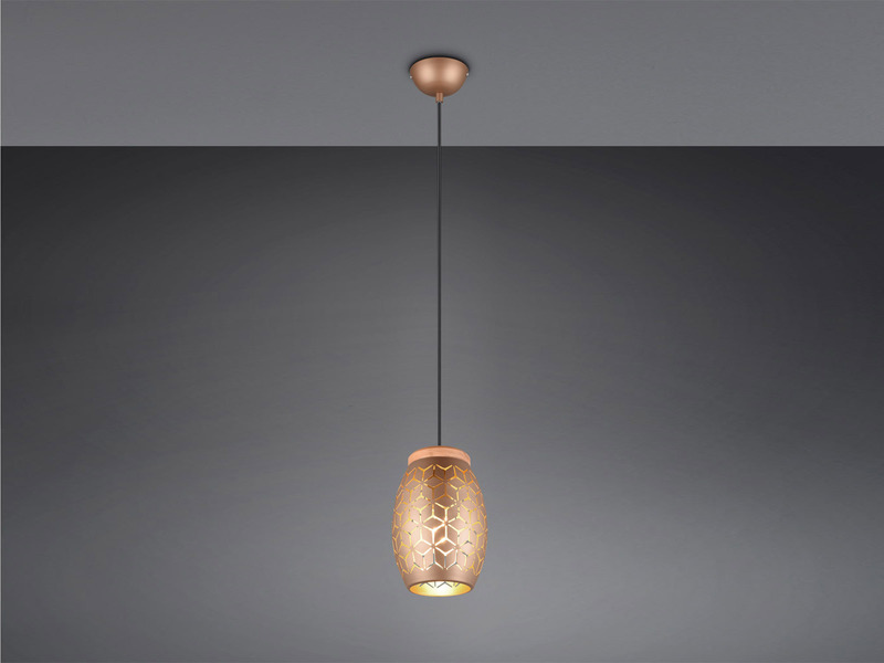 Kleine Pendelleuchte BIDAR 1-flammig Metall Coffee mit Dekorstanzung Ø 15cm