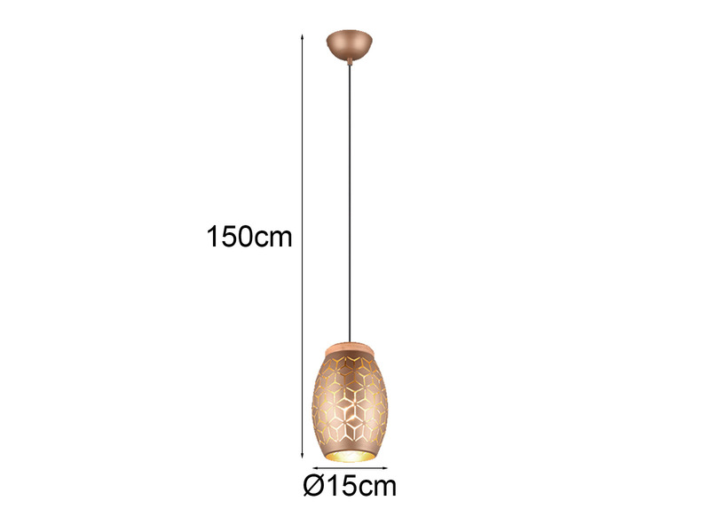 Kleine Pendelleuchte BIDAR 1-flammig Metall Coffee mit Dekorstanzung Ø 15cm