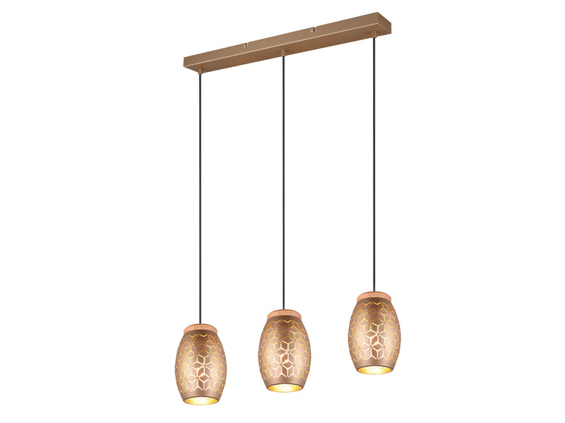 Pendelleuchte BIDAR 3-flammig Schirme Metall Coffee mit Dekorstanzung B: 71cm