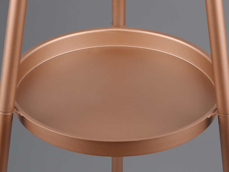 Tripod Stehleuchte COLETTE mit Stoffschirm Schwarz/Gold & Ablagetisch Höhe 152cm