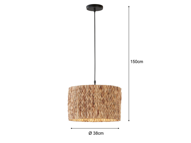 LED Pendelleuchte Ø 38cm mit Naturmaterial Lampenschirm aus Seegras