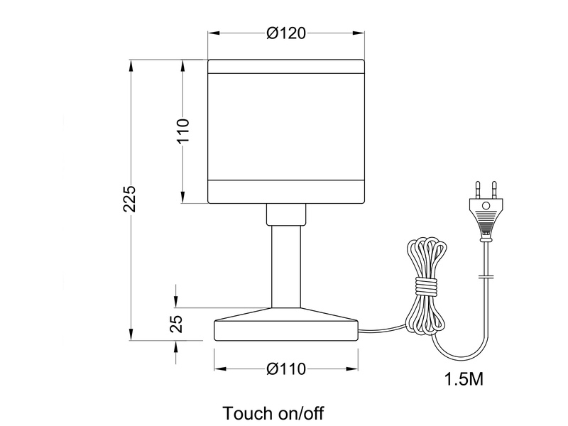 LED Tischleuchte mit Stoffschirm in Weiß/Grau, Touchfunktion Höhe 22,5cm