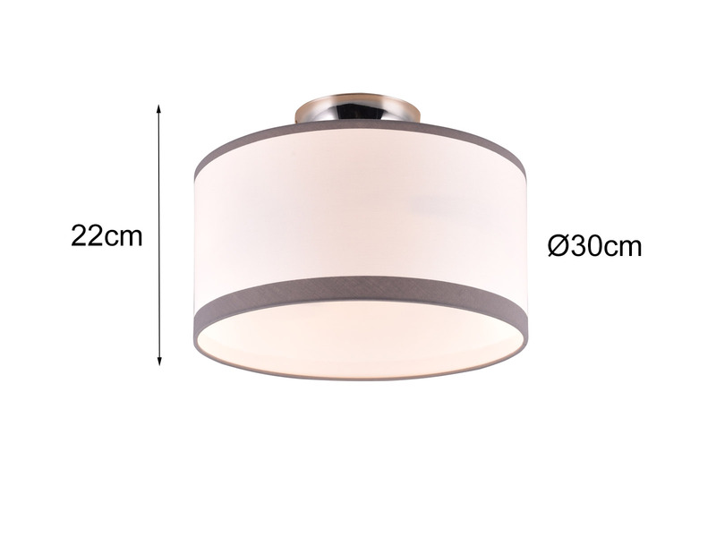 LED Deckenleuchte mit Stoffschirm in Weiß/Grau, Ø30cm