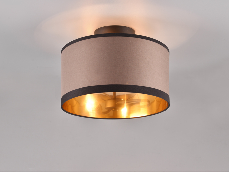 LED Deckenleuchte mit Stoffschirm in Taupe/Gold, Ø30cm