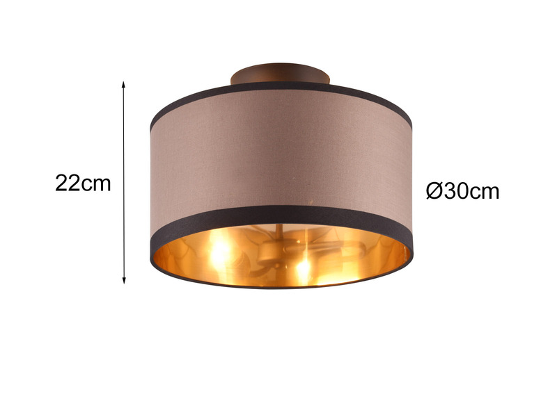 LED Deckenleuchte mit Stoffschirm in Taupe/Gold, Ø30cm