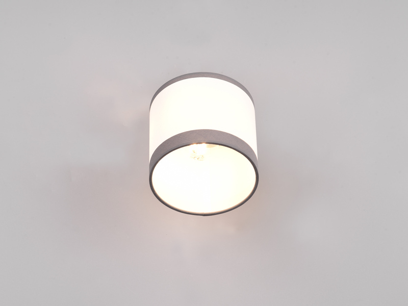 LED Wandstrahler mit Schalter und Stoffschirm in Weiß/Grau, Höhe 21cm