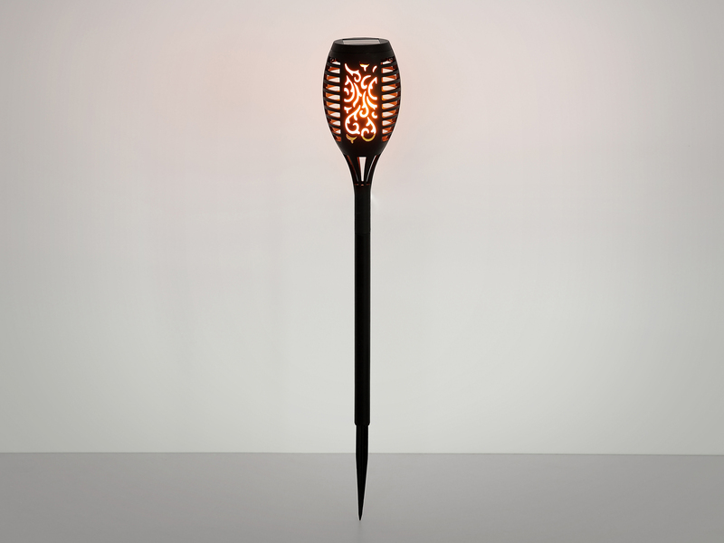 Solarfackeln 3er Set mit Flammeneffekt, Schwarz, Höhe 49,5cm