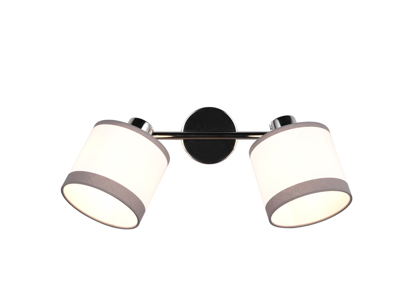 LED Wand- & Deckenstrahler mit Stoffschirmen in Weiß/Grau, Breite 35cm