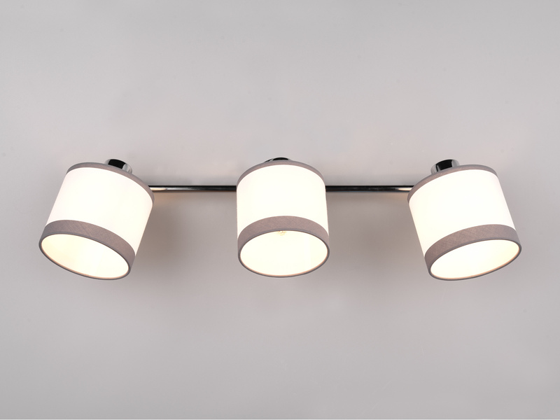LED Wand- & Deckenstrahler mit Stoffschirmen in Weiß/Grau, Breite 58cm