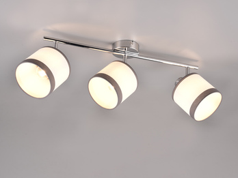 LED Wand- & Deckenstrahler mit Stoffschirmen in Weiß/Grau, Breite 58cm