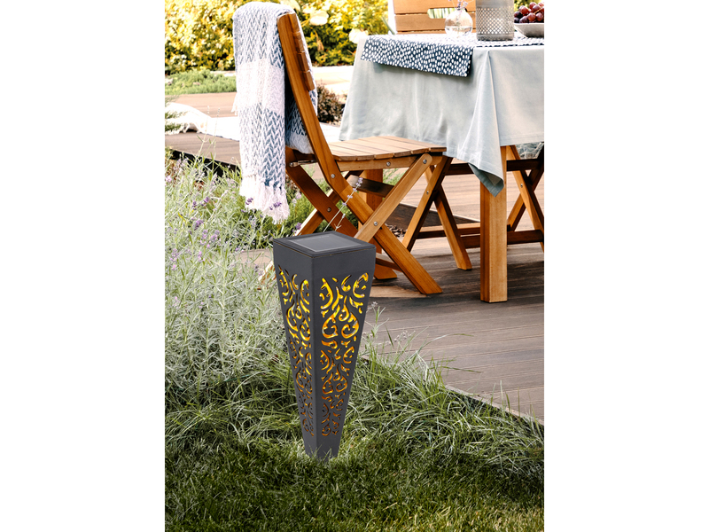 Solarlampen 3er Set mit Erdspieß, Dekostanzungen Schwarz Gold, H.33cm