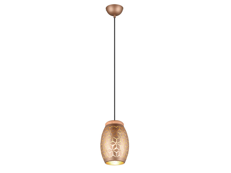 Kleine Pendelleuchte 1-flammig Metall Coffee mit Dekorstanzung & E27 LED Ø 15cm