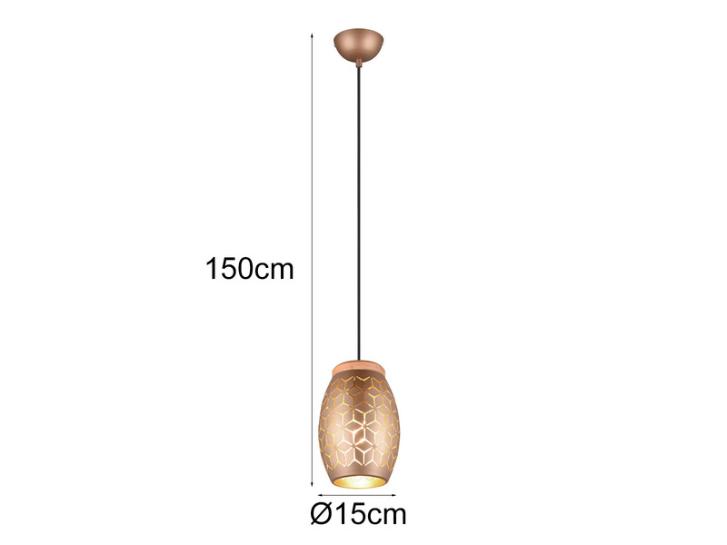 Kleine Pendelleuchte 1-flammig Metall Coffee mit Dekorstanzung & E27 LED Ø 15cm