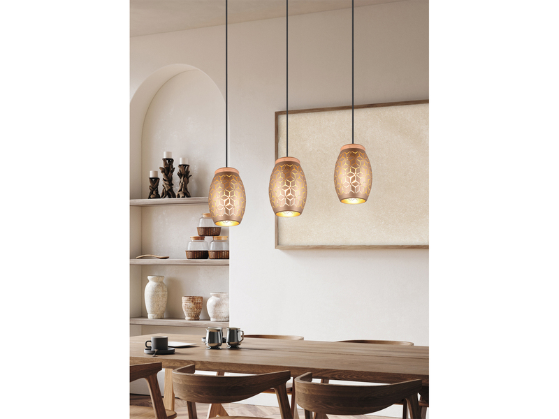 LED Balkenpendelleuchte in Coffee mit ausgefallenem Stanzmuster, B 71cm