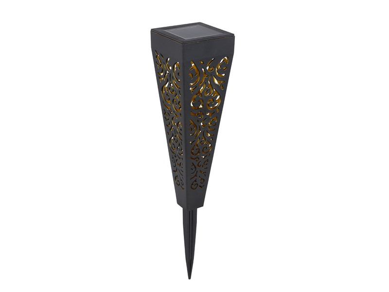 Solarlampen 6er Set mit Erdspieß, Dekostanzungen Schwarz Gold, H.33cm