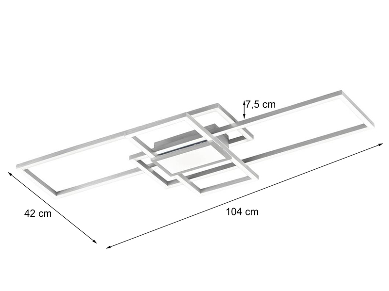 LED Deckenleuchte ZENIT dimmbar in Aluminium gebürstet, Breite 104cm