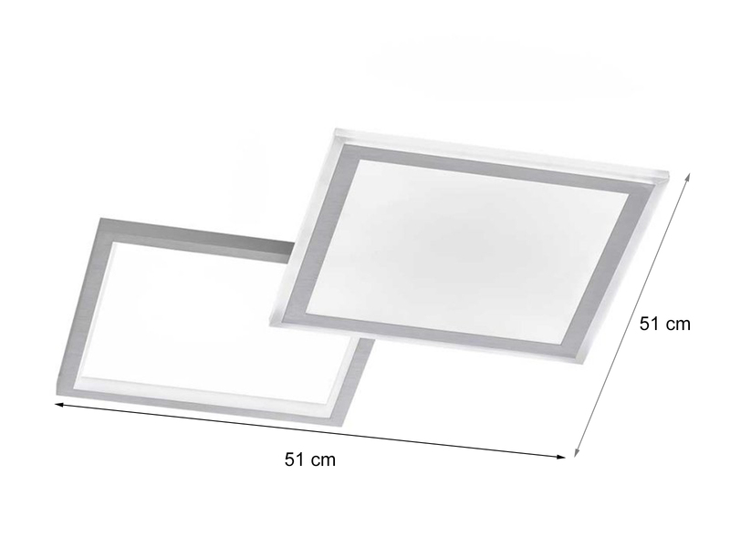 LED Deckenleuchte ZENIT Aluminium Fernbedienung dimmbar, 51 x 51cm