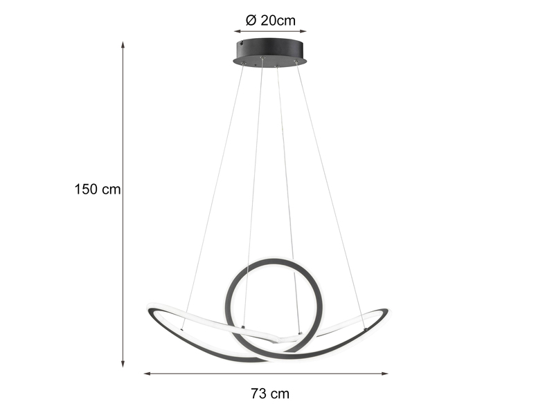 LED Pendelleuchte MADISON mit Fernbedienung dimmbar & Lichtfarbe, Breite 73cm