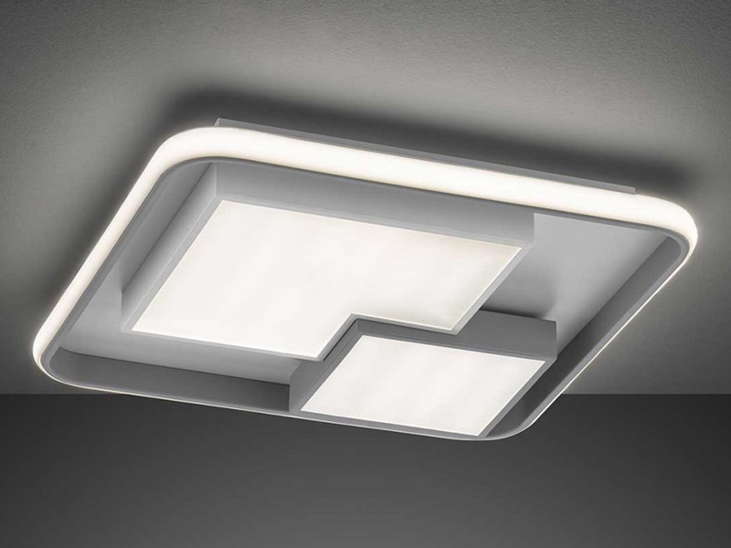 LED Deckenleuchte FELA dimmbar in Grau / Weiß , 50 x 50cm