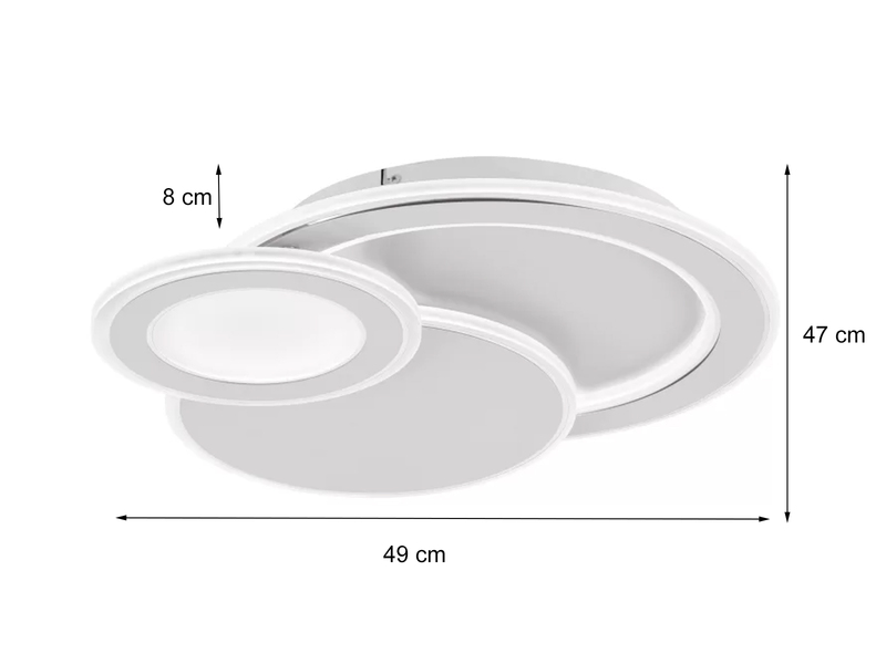 LED Deckenleuchte MOLA Weiß Fernbedienung dimmbar, Breite 49cm