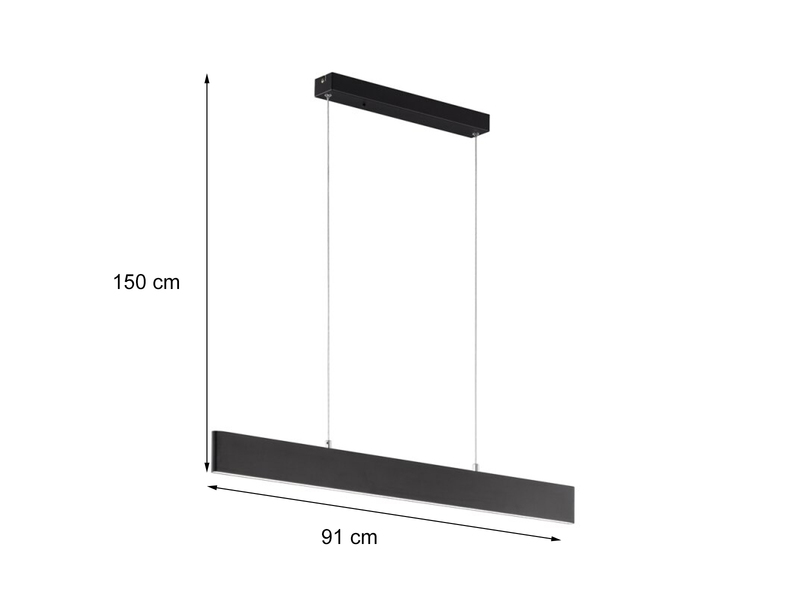 LED Pendelleuchte SILEAS dimmbar mit Fernbedienung Schwarz, Breite 91cm