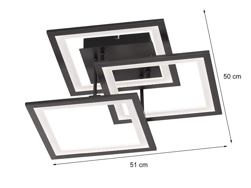 LED Deckenleuchte MODESTO dimmbar Schwarz, Breite 51cm