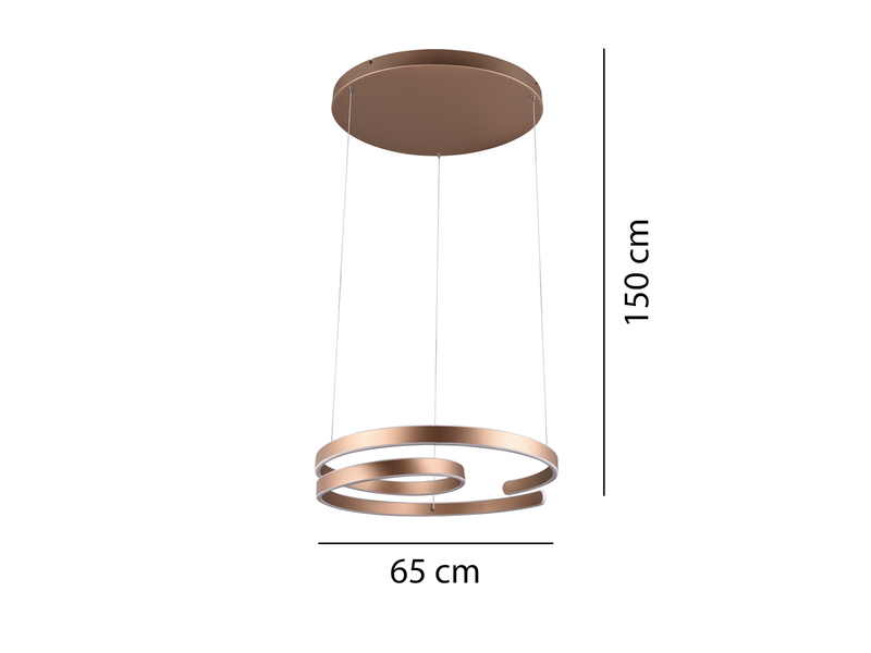 Große LED Pendelleuchte MARNIE geschwungen, Coffee Ø 65cm