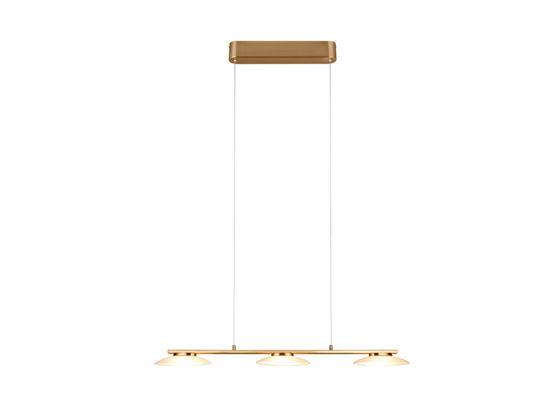 LED Balkenpendelleuchte MERTON Messing höhenverstellbar bis 150cm, Breite 102cm