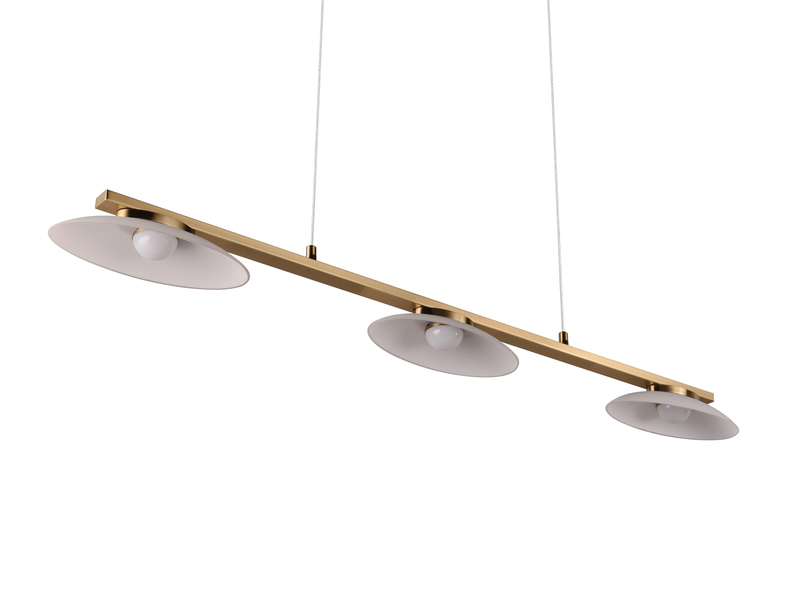 LED Balkenpendelleuchte MERTON Messing höhenverstellbar bis 150cm, Breite 102cm
