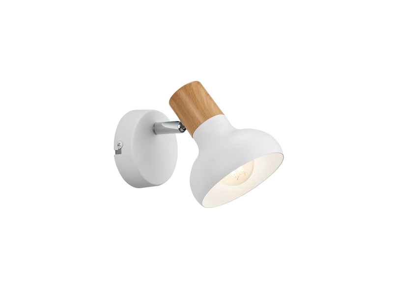 LED Wandstrahler Metall Weiß mit Holzoptik, Breite 10cm