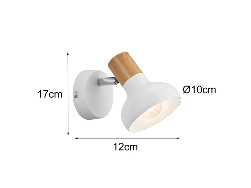 LED Wandstrahler aus Metall in Weiß & Holzoptik, Höhe 17cm