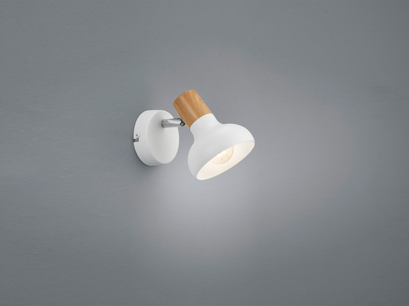 LED Wandstrahler Metall Weiß mit Holzoptik, Breite 10cm