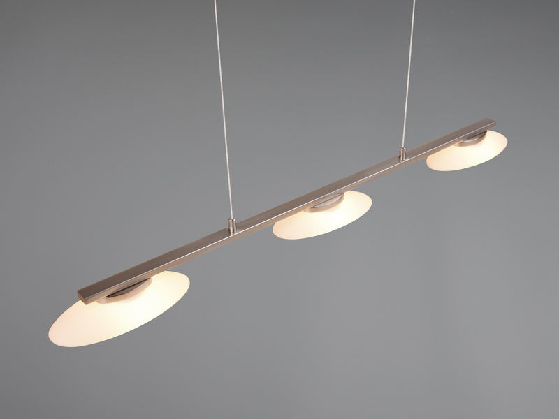 LED Pendelleuchte MERTON Silber dimmbar höhenverstellbar bis 150cm, Breite 102cm