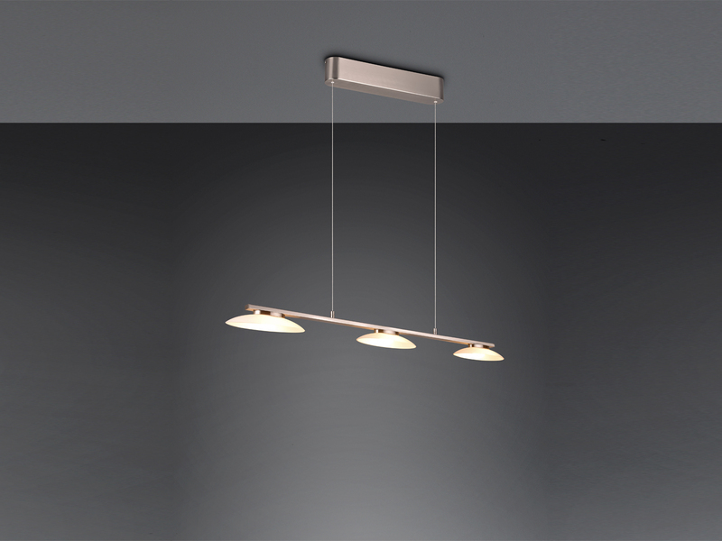 LED Pendelleuchte MERTON Silber dimmbar höhenverstellbar bis 150cm, Breite 102cm