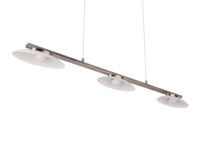 LED Pendelleuchte MERTON Silber dimmbar höhenverstellbar bis 150cm, Breite 102cm