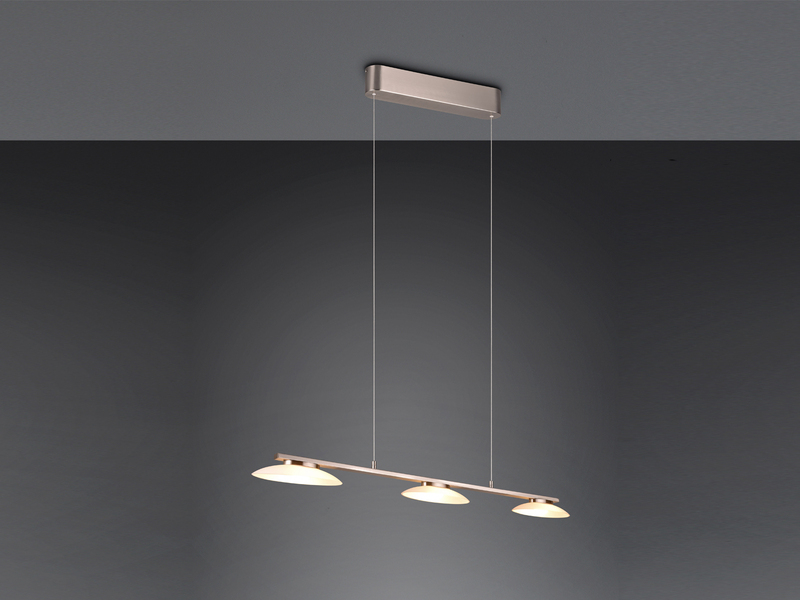 LED Pendelleuchte MERTON Silber dimmbar höhenverstellbar bis 150cm, Breite 102cm