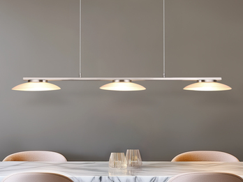 LED Pendelleuchte MERTON Silber dimmbar höhenverstellbar bis 150cm, Breite 102cm