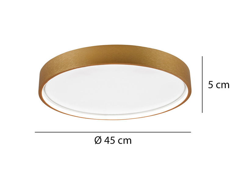 Flache LED Deckenleuchte DOHA mit 2 Lichtfarben in Messing, Ø 45cm