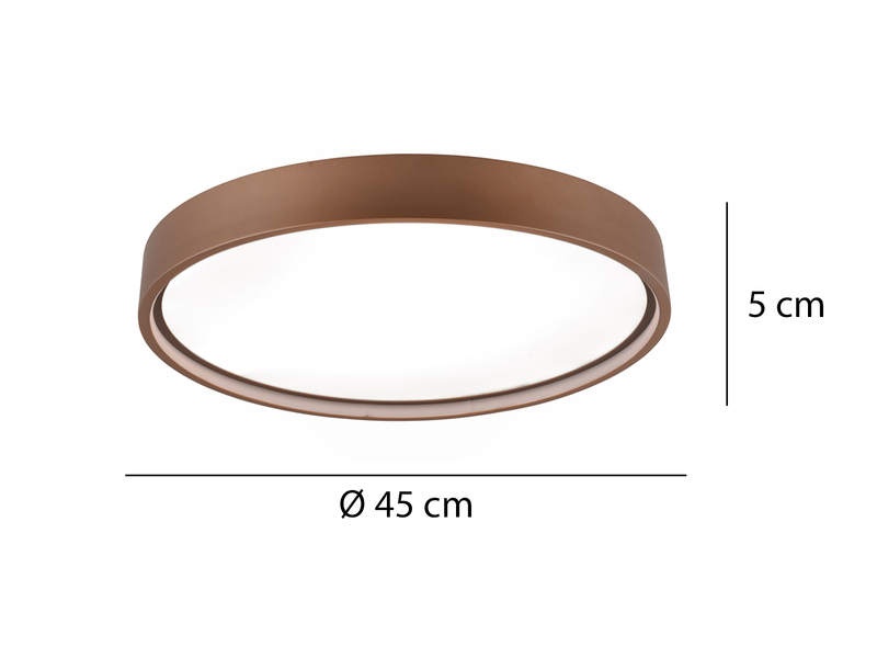 Flache LED Deckenleuchte DOHA mit 2 Lichtfarben in Coffee, Ø 45cm