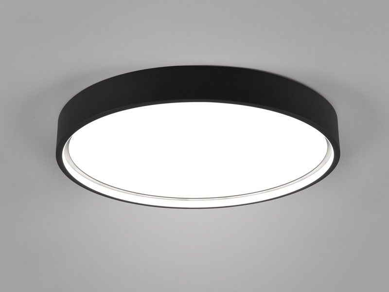 Flache LED Deckenleuchte DOHA mit 2 Lichtfarben in Schwarz, Ø 45cm