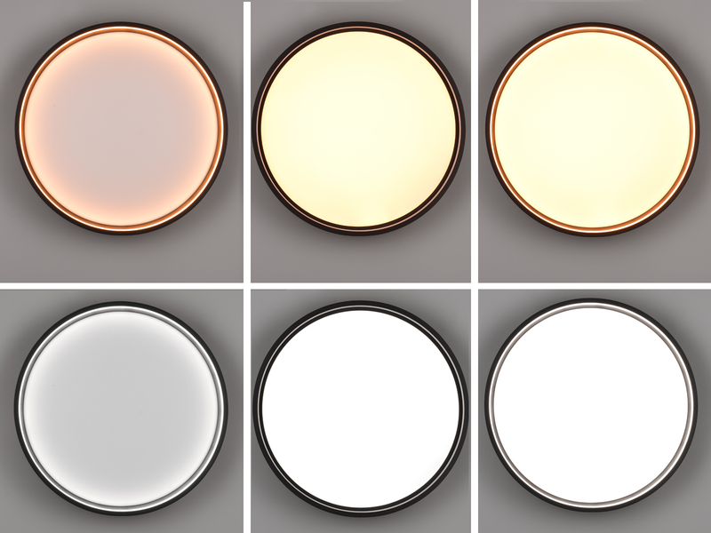 Flache LED Deckenleuchte DOHA mit 2 Lichtfarben in Schwarz, Ø 45cm